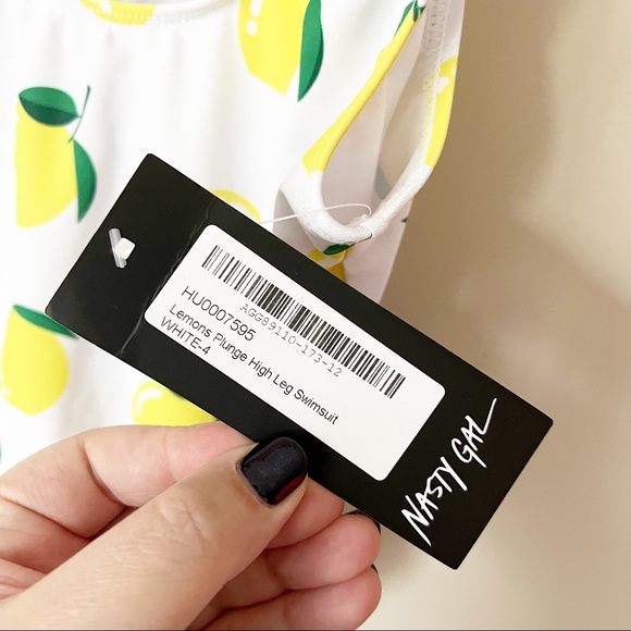 Nasty Gal Don't Be Bitter Lemon Plunge High Leg One Piece Swimsuit XS 0 NWT - Picture 7 of 14
